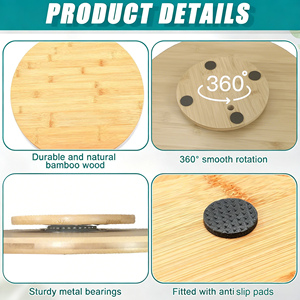 Plateau tournant Lazy Susan en bambou, plateau de service rond en bois pour la cuisine et la table à manger - Product Image 5