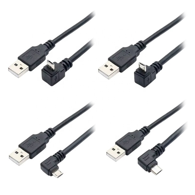 Oem Custom Low Profile Short Usb 2.0 a Male to up Down Left Angle 5 Pin Micro Usb Male Cable 0.3M