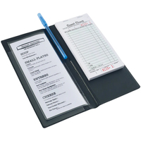 Dompet Organizer Kompak untuk Pelayan Restoran dengan Kantong Uang dan Tempat Pulpen, Warna Hitam, Dilengkapi Kantong Transparan