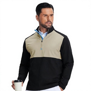 Men's Solid Quarter <b>Zip</b> Pullover Long Sleeve Casual <b>Shirt</b> <b>with</b> Stand Collar Breathable Polyester/Cotton Quick Dry Autumn Wear - Product Image 1