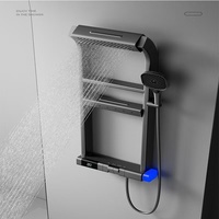 Petit panier à dos douche salle de bain ensemble de douche affichage numérique température ensemble de douche 360 degrés pistolet gris cuivre
