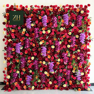 Nouvelle conception murale de fleurs en soie colorées style Ins, avec gypsophile et roses artificielles, pour fond de fête d'anniversaire - Product Image 5
