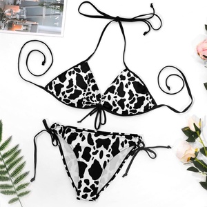 Traje de Baño de Lujo Personalizado con Estampado de Vaca, Talla Grande, Conjunto de Dos Piezas, Traje de Baño Deportivo, Bikini de Tiras, Ropa de Playa para Mujer - Product Image 1