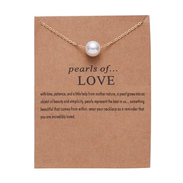 Women Dragonfly Elephant Owl Pearl Gold Chain Animal Pendant Necklace with Message Card