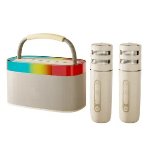 Hot Sale Led Lights Effect Draagbare Bluetooth Speakers Met 2 Microfoons Multifunctionele Home Karaoke Machine