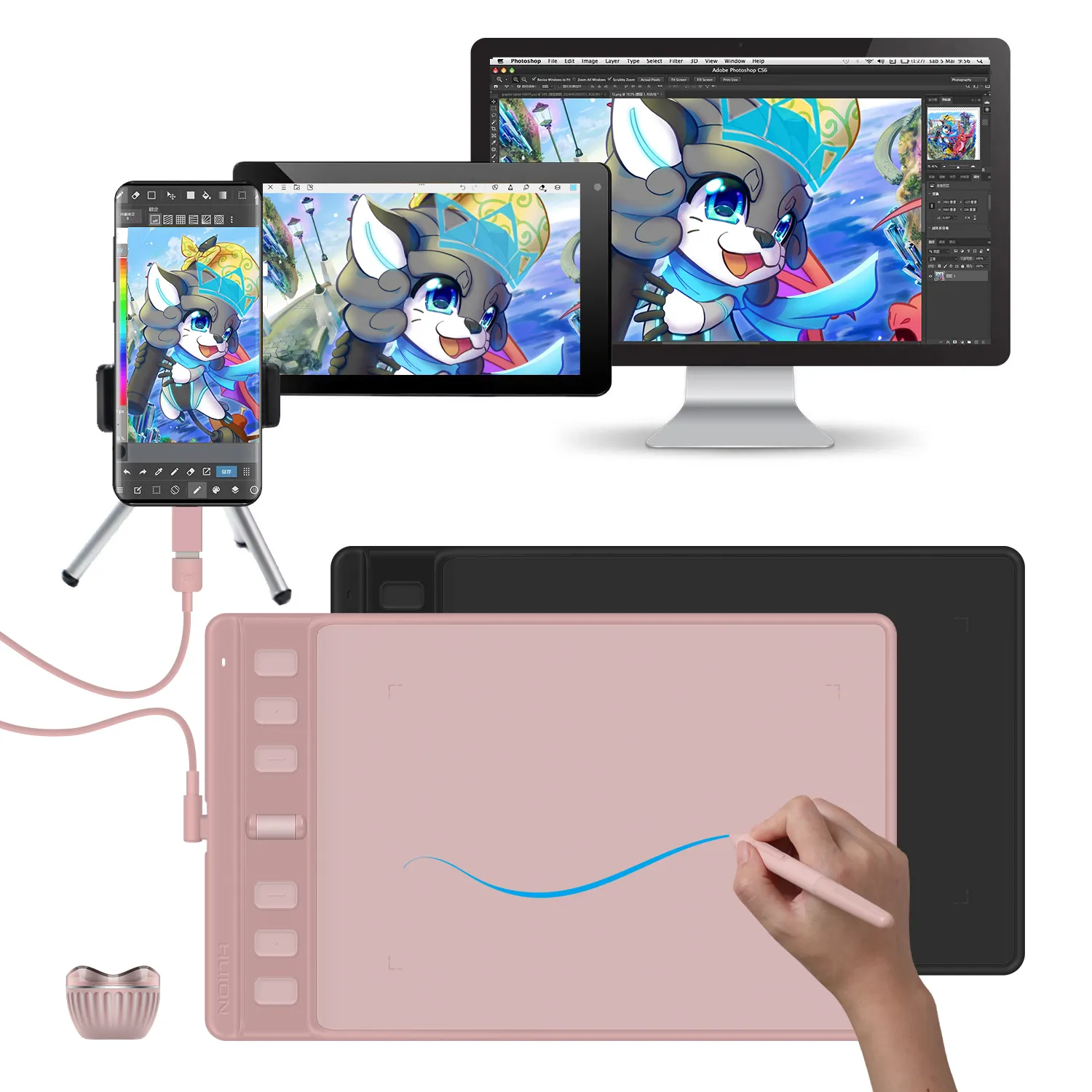Huion Huion roy 2 S profesyonel 8192 seviye çizim dijital kalem grafik tablet taşınabilir dijital tablet pil ücretsiz stylus ile