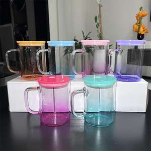 Tasse en verre borosilicaté de 17oz avec poignée colorée dégradée Sublimation monocouche Bière Eau Boissons transfrontalières - Product Image 2