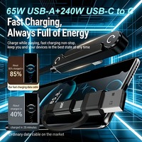Câble de charge rapide tressé en nylon plaqué or 1,5 m 240 W, support de téléphone pliable et rotatif 2-en-1 avec adaptateur USB-A intégré Type-C