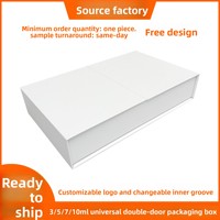 Boîte à clapet pour poudre lyophilisée en stock, ensemble de 10 flacons, boîte cadeau double porte estampée à chaud or/argent pour produits essentiels