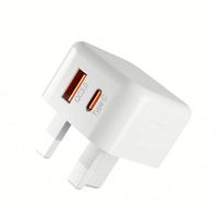 Adaptateur Chargeur Secteur 20W à 2 Ports USB-C et USB-A à Charge Rapide pour Téléphones Portables, Ordinateurs Portables et Tablettes, Compatible Prises EU, UK, US