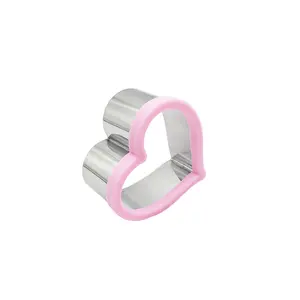New promotion colorful heart shape stainless steel metal Sandwich cookie cutter with plastic header for kids or baking