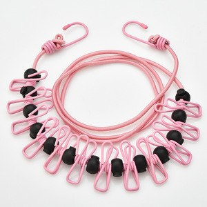 Wholesale 1pc Flexible Portable Clothesline 12 <b>Clips</b> Outdoor No Punching Required Travel Camp Retractable Clothes Rope Drying - Product Image 5