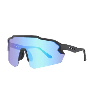 نظارات شمسية مصنعة من عدسات الشمس للرياضيين وركوب الدراجات نظارات شمسية رجالي بعدسات ملونة ومرآة خلفية للدراجات
