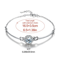 Bracelet tennis rond en pierre de Moissanite certifié GRA pour femmes Bracelet de forme géométrique Bijoux de luxe en argent sterling 925