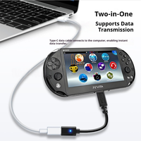 Câble de charge Tideseer Type-C femelle vers PS Vita 2000 avec voyant lumineux bleu, noir, 10 cm, PVC, âme en cuivre nu