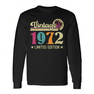 T-shirt vintage a maniche lunghe in edizione limitata del 1972, regalo di compleanno, design retrò - Product Image 2