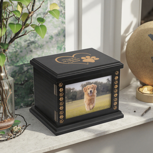Urna Moderna de Luxo Grande em Madeira Feita à Mão para Memória de Animais de Estimação com Porta-Retrato, Formato Retangular, Recurso de Segurança para Cinzas de Gato - Product Image 4