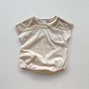 Romper de Verano Unisex de Algodón con Burbujas, Manga Corta, Bolsillo con Parches, Tipo Body - Product Image 3