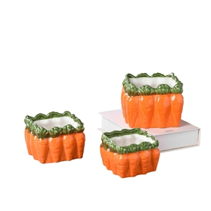 تمثال ديكور عيد الفصح مخصص برطمان بيض زينة سيراميك أرنب عيد الفصح سلة مع الجزر - Product Image 3