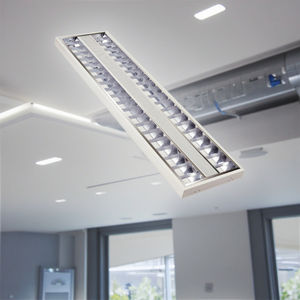 Lumière LED Troffer 2x40W <span class=keywords><strong>T5</strong></span> T8 36W avec réflecteur en aluminium pour usage de bureau - Lumière à grille et à persiennes - Product Image 3