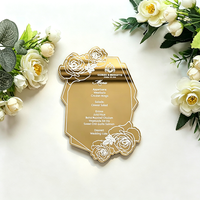 Carte de menu de mariage personnalisée en acrylique miroir argenté, doré ou or rose découpée au laser pour la décoration de table