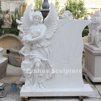 Cimetière sur mesure en marbre blanc sculpture sur pierre tombale et Monuments d'ange assis
