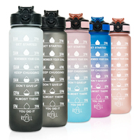 Bouteille d'eau en plastique de haute qualité, personnalisée, pour le sport en plein air, la course à pied, la motivation, les voyages, sans BPA, avec paille en silicone