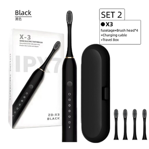 แปรงสีฟัน X3 แบบชาร์จไฟได้ IPX7 สำหรับผู้ใหญ่ 4 ชิ้น ขนแปรงนุ่ม 5 โหมด โซนิค ชาร์จไร้สาย คู่รัก ปรับแต่งได้ - Product Image 5