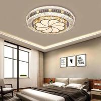 Lampe LED créative en cristal pour chambre à coucher, lampe ronde moderne et simple, télécommande vocale intelligente, lampe de luxe pour salle d'étude, lumière chaude