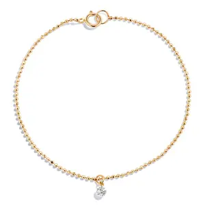 Milskye wholesale 925 silver 14k gold bead single stone diamond tennis chain bracelet