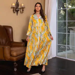 2022 New chegar eif floral EID Ramadan abaya mulheres muçulmanas dressi sramic roupas plus size roupas femininas