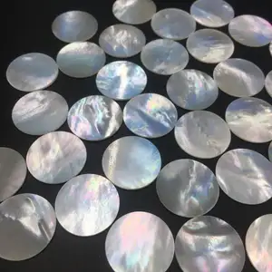 30mm mother of pearl discs White shell round double side mother of pearl coin flat disc