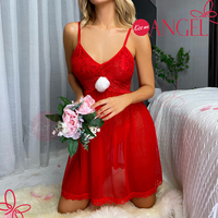 KISS ME ANGEL Babydoll rouge pour la Saint-Valentin, nuisette confortable et luxueuse pour adultes, tailles S M L XL, jolie lingerie pour filles, babydoll sexy pour femmes