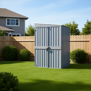 Caseta de jardín gris de 46.5x39.4x70.1 pulgadas de acero galvanizado con puertas dobles para uso en exteriores - Product Image 2