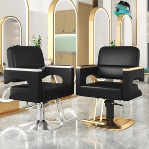 Chaise de barbier moderne, mobilier de salon, chaise de coiffeur réglable, base en métal noir pour salon de coiffure - Product Image 3