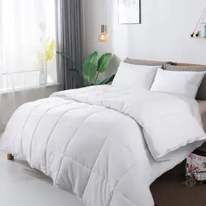 Putih 100% katun semua musim quilt berbulu nyaman ringan ukuran penuh nyaman untuk hotel