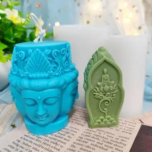 Custom 3d Guanyin Standbeeld Siliconen Kaarsvorm Chinese Standbeeld Stijlen Diy Wax Aromatherapie Zeep Gips Maken Mal Gereedschap