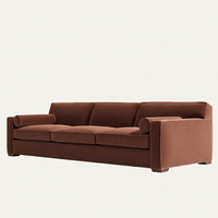Canapé sectionnel Chesterfield convertible en velours Marcelo Luxe, structure en bois massif, style minimaliste, luxe pour salon, villa, appartement, hôtel