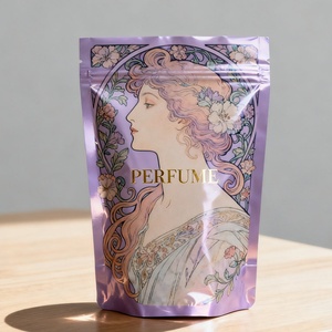 Sacs d'emballage en plastique personnalisés avec logo imprimé, en matériau recyclé, à fermeture éclair, imperméables, à fond plat, pour parfums - Product Image 1