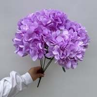 Rangkaian Bunga Hydrangea Sutra Realistis Besar 420 Kelopak, Buket Hydrangea Buatan 5 Tangkai, Rangkaian Hydrangea Tahan Lama