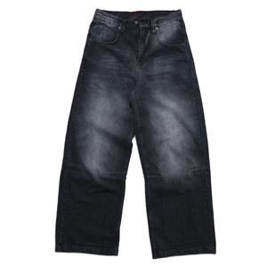 Jeans de Mezclilla Negros Deslavados Personalizados, Mezclilla Gruesa 100% Algodón, Pantalones Holgados para Hombre - Product Image 2