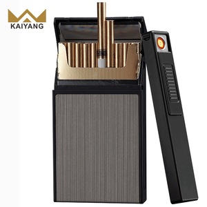 KY Portable 20 Bâtons Cigarettes Poche Rechargeable Briquet Électrique En Alliage De Zinc Cigarette Boîte Fumer - Product Image 1