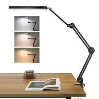 Lampe de travail pliante à bras long de 20W, à intensité variable, ingénieur design, peinture, écran de bureau pour ordinateur, protection des yeux, pince métallique