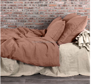 ชุดเครื่องนอนผ้าลินินเนื้อหนา4ชิ้นชุดเครื่องนอนผ้าลินินฝรั่งเศส100% ลายหิน - Product Image 4