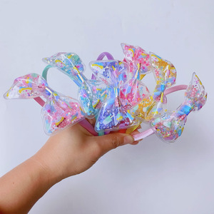Serre-tête à nœud Quicksand pour filles, avec paillettes et sequins, motif crème glacée, super mignon, pour petites filles, pince à <span class=keywords><strong>cheveux</strong></span> anti-frisottis, en plastique fait main - Product Image 2