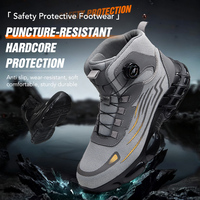 Chaussures de sécurité montantes personnalisées pour hommes, résistantes aux chocs, avec embout en acier, anti-perforation et boucle rotative – Vente en gros