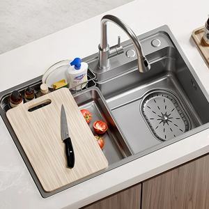 Fregadero de Cocina Grande de Estilo Japonés, Fregadero de Acero Inoxidable 304, Fregadero Multifuncional para Lavar Platos y Verduras - Product Image 1