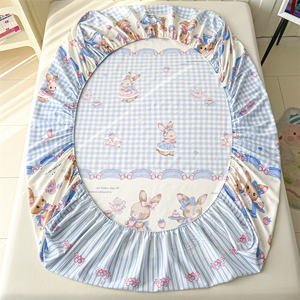 Colcha individual estampada de algodón 100% personalizada de fábrica con diseño de banda elástica alta Protector de colchón ropa de cama sábana bajera - Product Image 2