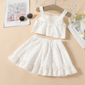 Yoliyolei New Children's Clothing, 2023 Small and Medium-Sized Girls' Empty Lace Sling Ruffle Skirt 2-Piece <strong>Suit</strong> Girls Outfits/ - Product Image 2