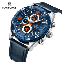 Nouveau NAVIFORCE 8043 BGNB montre à Quartz de mode pour hommes avec chiffres verts cadran pleine Date montre pour hommes cadeau bracelet en cuir montre-bracelet